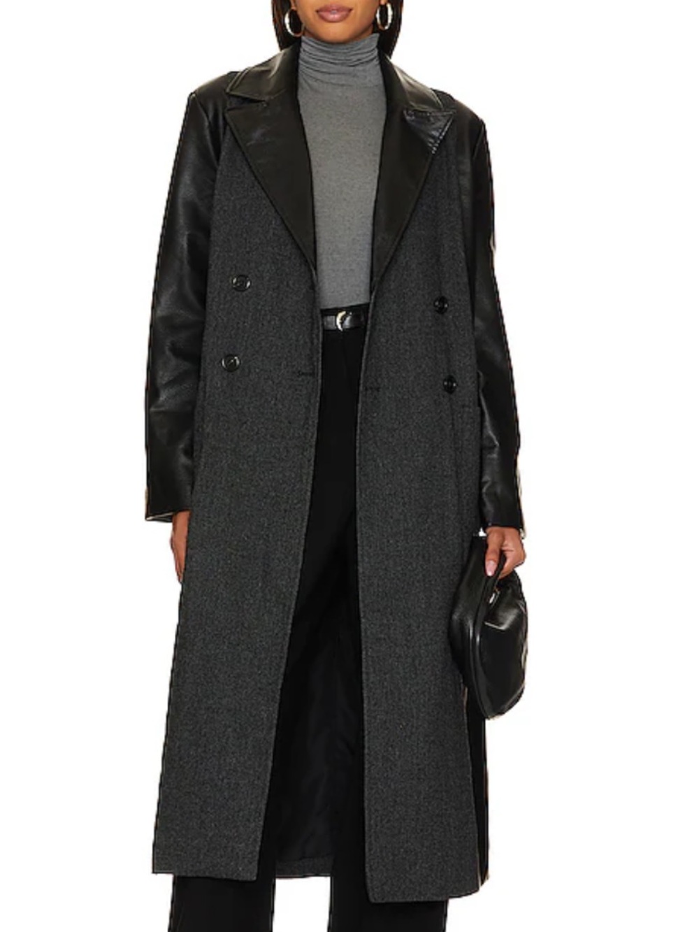 Steve Madden Black Long Double-Breasted Chanel Coat NWT